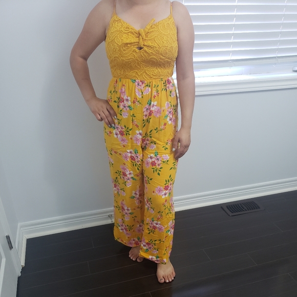 Top Yellow Floral Jumpsuit - Picture 1 of 4